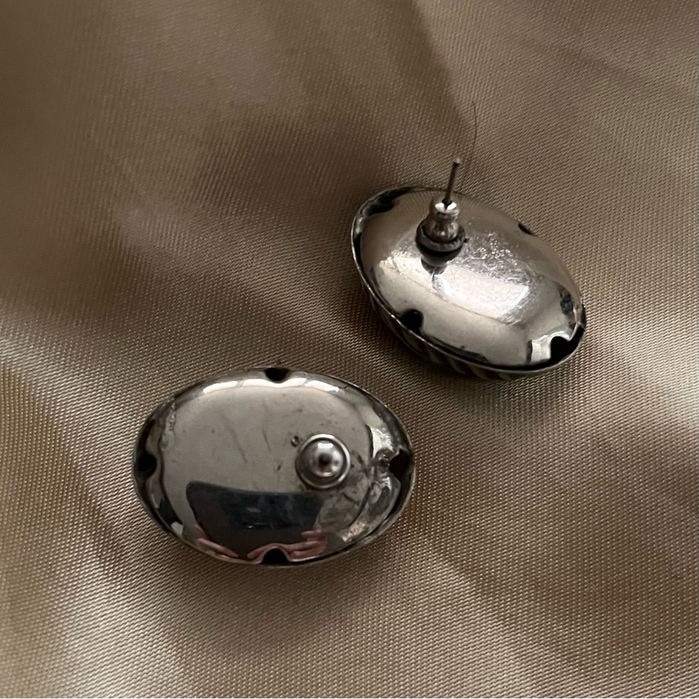 Textured Silver-Tone Statement Earrings - image 2